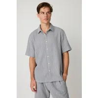 KnowledgeCotton Apparel KnowledgeCotton Apparel Herren vegan Shirt Breeze Comfort Structure Kurzärmelig Grau Gestreift – Produktbild 1 von 1