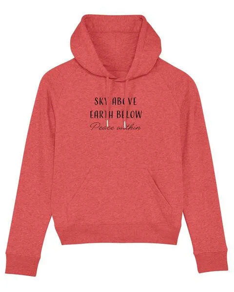 Human Family Human Family Bio Damen Sweatshirt mit Kapuze "Trekker - Peace within", Rot-meliert, – Produktbild 3 von 3
