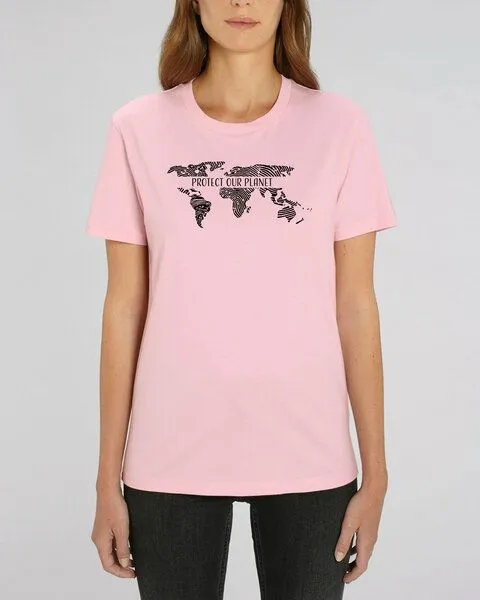 Human Family Human Family Bio Unisex Rundhals T-Shirt "Protect our Planet", Cotton-pink, – Produktbild 1 von 2