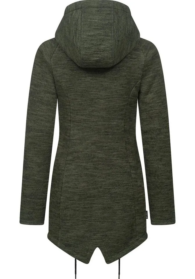 ragwear ragwear Kapuzenstrickjacke Wingi Melange Sportliche Kapuzenjacke mit Teddy-Kunstfell, Grün, – Produktbild 4 von 4