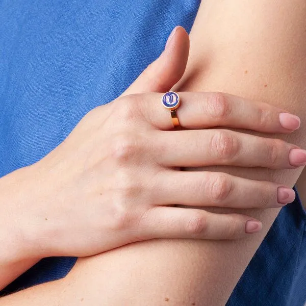 ALEXASCHA ALEXASCHA Größenverstellbarer Ring mit Stein, Nachtblau, – Produktbild 2 von 4