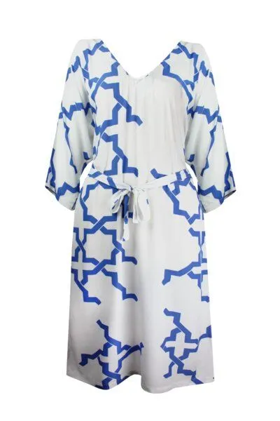 Sophia Schneider-Esleben Sophia Schneider-Esleben Kleid Yoko - Damenkleid aus Bio-Baumwolle, Weiß-blau, – Produktbild 3 von 3