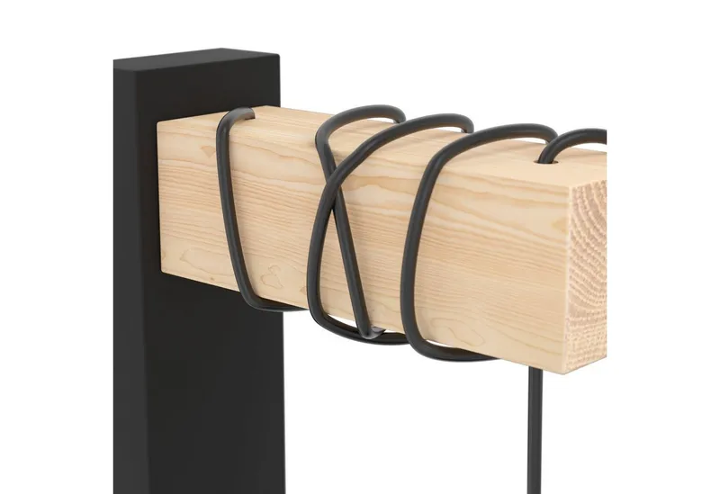 EGLO EGLO Wandleuchte TOWNSHEND 5 Wandlampe, Stahl und Holz, E27, IP20, Wohnzimmerlampe, ohne Leuchtmittel, Wand-/Deckenleuchte, Wohnzimmer, L14 x H27,5 cm, Braun|schwarz, – Produktbild 8 von 8