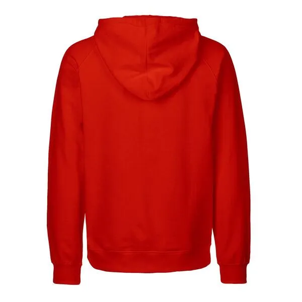 HANDGEDRUCKT HANDGEDRUCKT "Trittsiegel RotFuchs" Männer Hoody aus reiner Biobaumwolle (kbA), Rot, – Produktbild 2 von 3