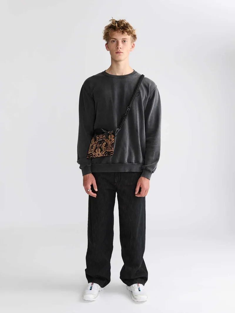 Yahmo Yahmo Herren vegan Sweatshirt Egon Faded Schwarz, Schwarz, – Produktbild 1 von 2