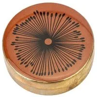 El Puente El Puente Dose aus Messing in Orange mit Blumen-Motiv | Fair Trade & Handmade aus Indien – Produktbild 1 von 1