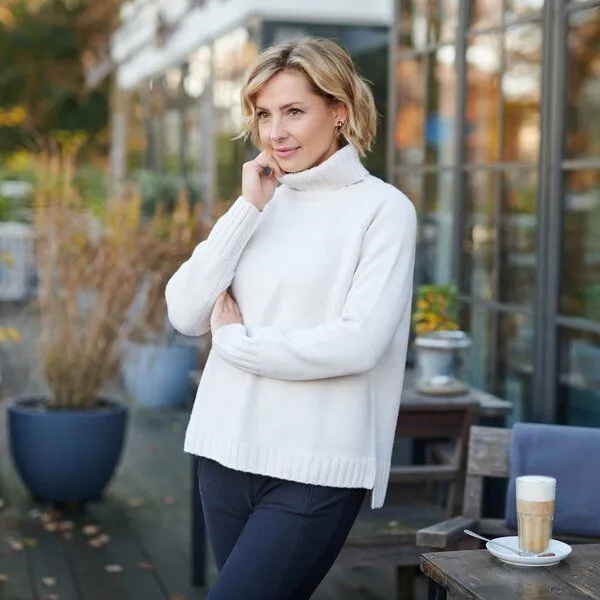 Kokon Zwo Kokon Zwo Rollkragenpullover 100% Merinowolle (ÖKO TEX), Weiß, – Produktbild 2 von 2