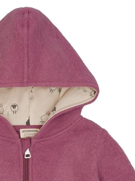 loud + proud loud + proud Babys & Kinder Wollfleece-Jacke mit Kapuze, GOTS-zertifiziert, Grape(rosa), – Produktbild 3 von 3