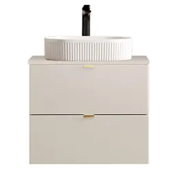 Lomadox Waschtisch DURANGO-56, 60 cm breit, Keramikwaschbecken, kaschmir, 2 Schubladen – Produktbild 1 von 1