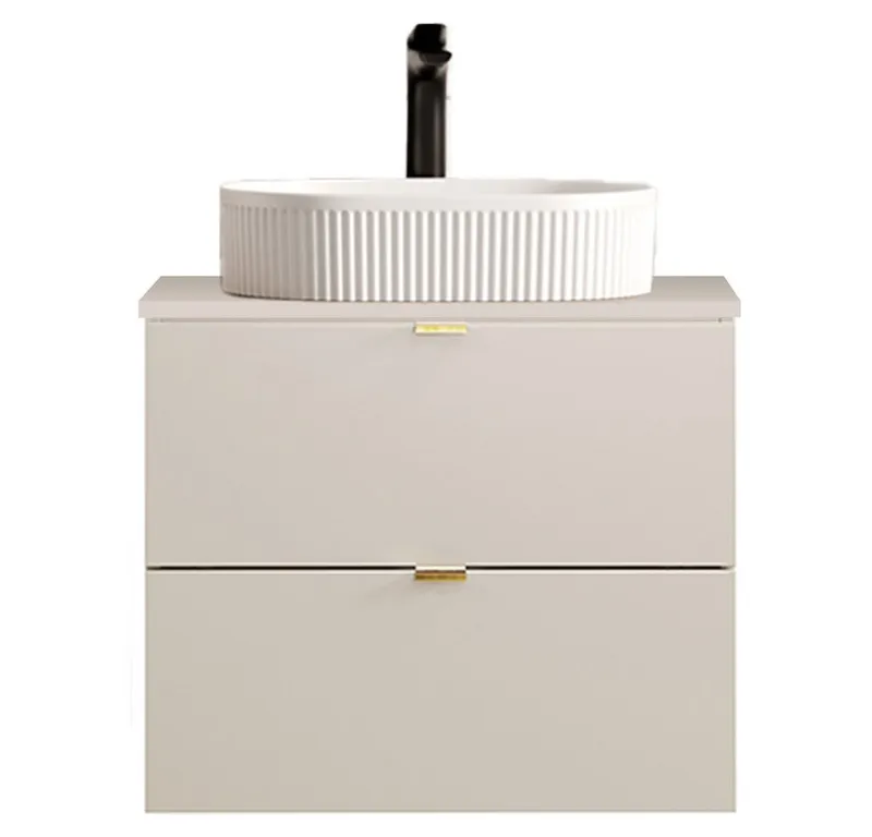 Lomadox Waschtisch DURANGO-56, 60 cm breit, Keramikwaschbecken, kaschmir, 2 Schubladen, Braun, – Produktbild 1 von 7