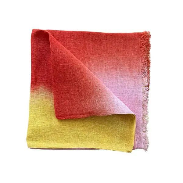 HeritageModa HeritageModa Handgefertigter Damen-Leinenschal, Rot-rosa-gelb, – Produktbild 4 von 4