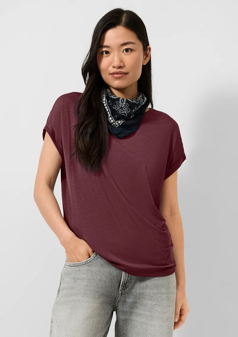 QS QS T-Shirt aus Lyocellmix, Rot, – Produktbild 6 von 7