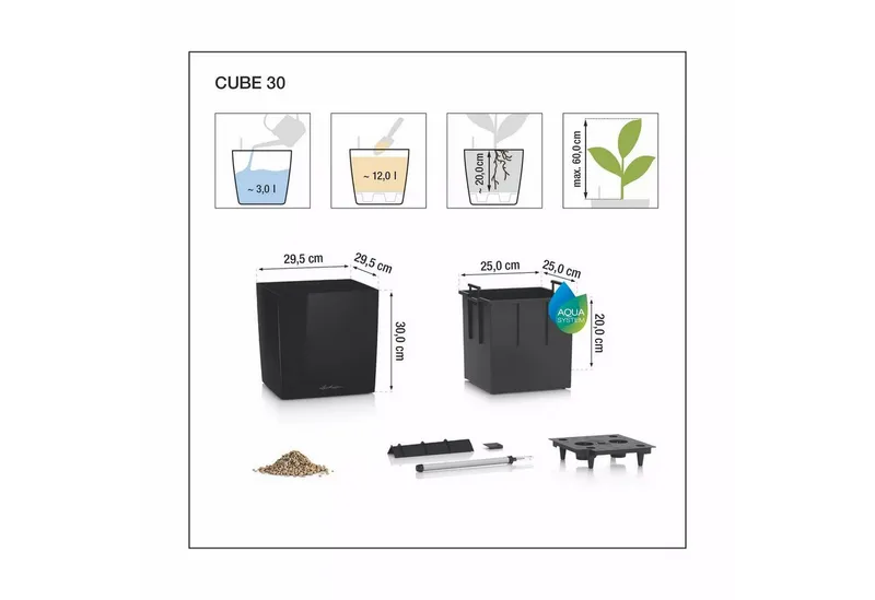 Lechuza® Lechuza® Blumentopf CUBE Color 40, Weiß, – Produktbild 2 von 5