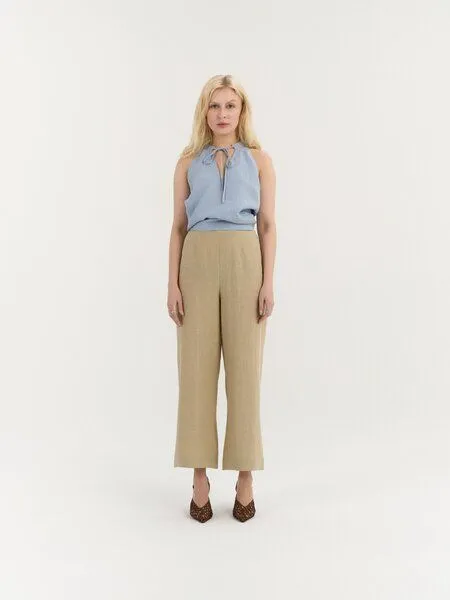 AmourLinen AmourLinen Verkürzte Leinenhose VITTORIA, Beige (braun), – Produktbild 1 von 1