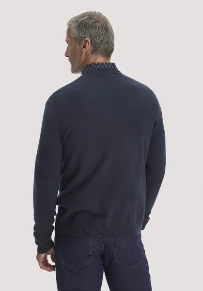 hessnatur hessnatur Strickpullover Regular aus Cashmere mit Recyclinganteil, Marine, – Produktbild 2 von 4