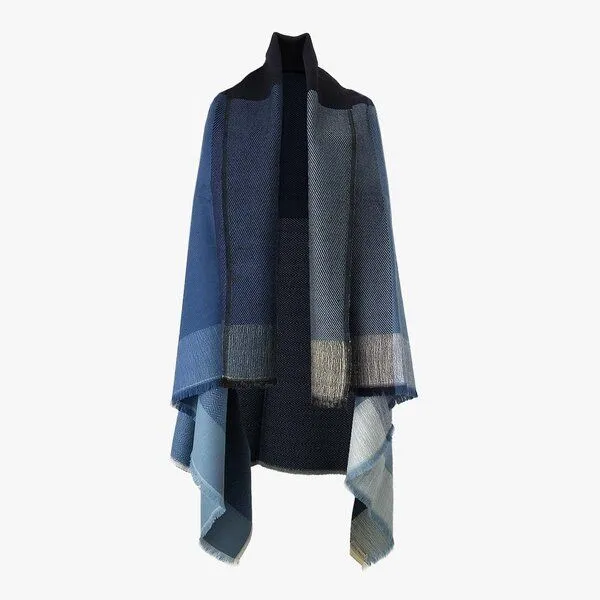 Fifth Origins Fifth Origins Damen Cape aus Bio-Wolle Infinity, Denim blue, – Produktbild 1 von 4