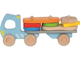 Goki goki Lastwagen aus Holz mit Stapelfracht, 9-teilig, bunt lackiert Maße 26 x 6,2 x 10 cm – Produktbild 1 von 1