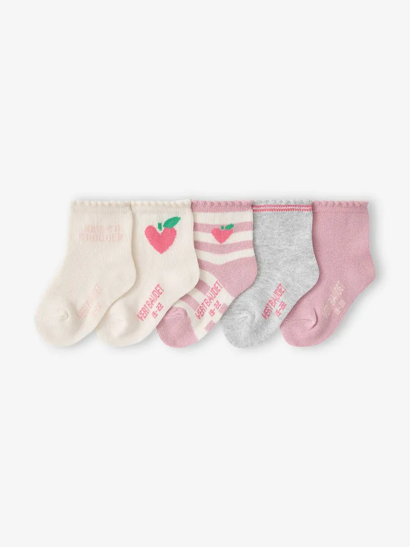 Vertbaudet 5er-Pack Baby Socken mit Herzmotiv, Altrosa, – Produktbild 1 von 2