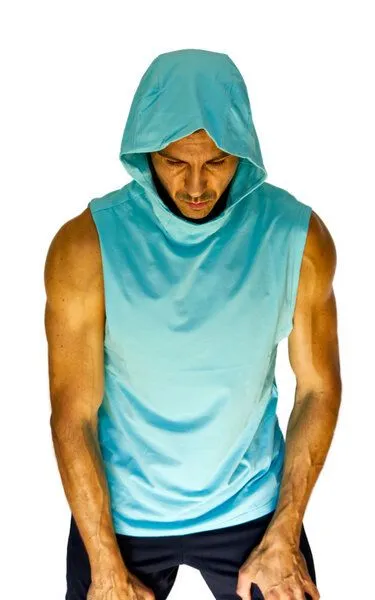 M23 M23 Herren Hoodie ärmellos Bio-Baumwolle, Modell "Kyle", Türkis, – Produktbild 3 von 3