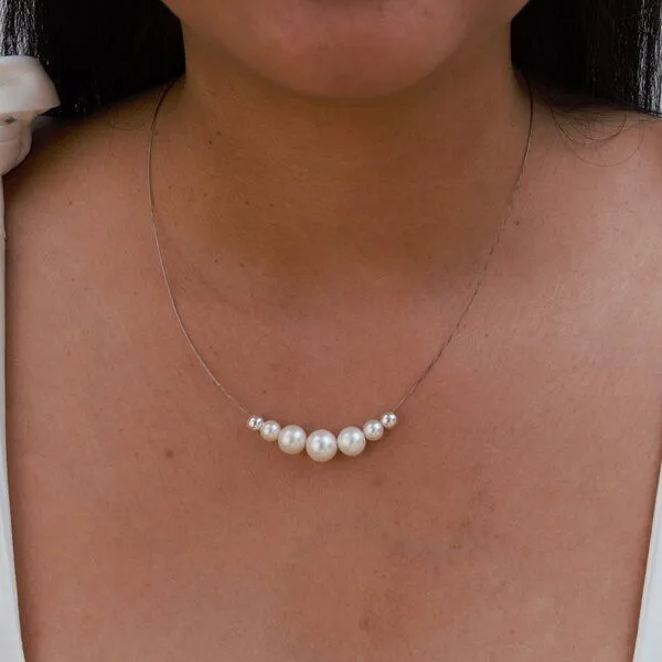 pakilia pakilia Silber Kette Fünf Perlen Fair-Trade und handmade – Produktbild 3 von 3