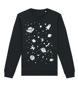 päfjes päfjes Weltall mit Katze & Astronaut - Fair Wear Unisex Sweater - Schwarz – Produktbild 1 von 1