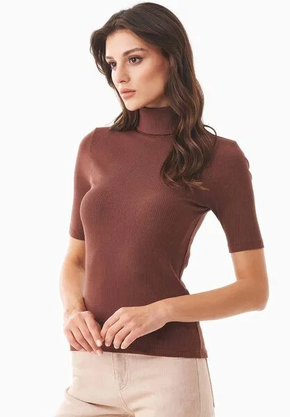 ORGANICATION ORGANICATION Rollkragenshirt aus Bio-Baumwolle, Braun(radical brown), – Produktbild 4 von 4
