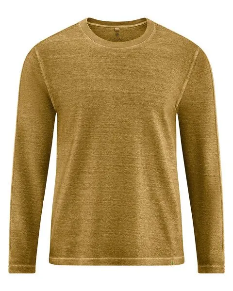HempAge HempAge Herren Langarmshirt Hanf/Biobaumwolle Casual Fit, Peanut (gelb), – Produktbild 1 von 4