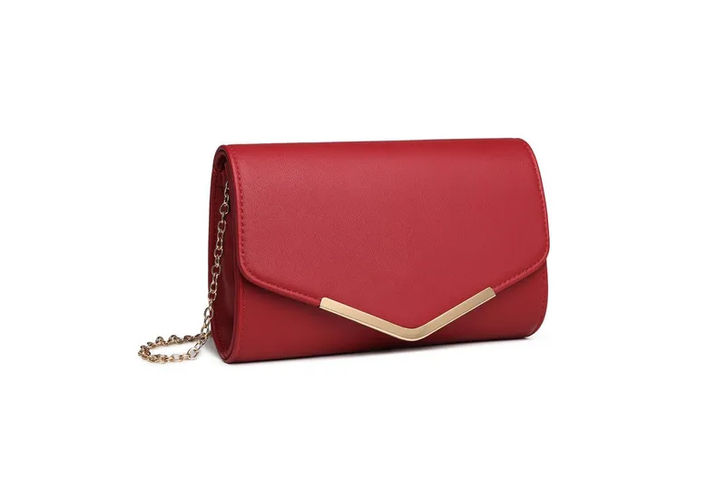 Miss Lulu Abendtasche Damen Clutch – Elegante Mini Abendtasche mit Kette für Party, Hochzeit, Rot, – Produktbild 1 von 5
