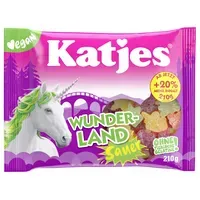 Katjes Katjes Wunderland Sauer 210g - Fruchtgummi-Mix - Erdbeere, Apfel, Cola, Kirsche, Limette, Pfirsich - Vegan - Saures Geschmackserlebnis. Fruchtgummi. – Produktbild 1 von 1