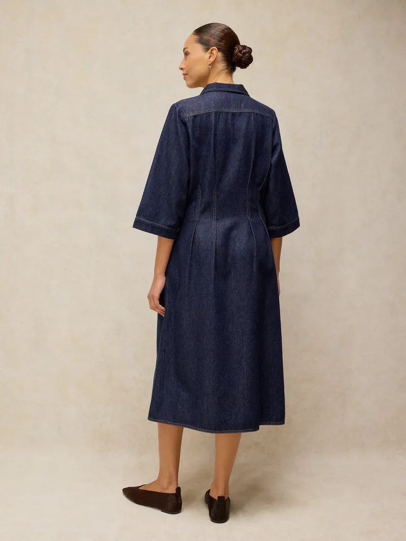 White Stuff Jeansfaltenkleid Luna - 42/R, Dunkeldenim, – Produktbild 4 von 4