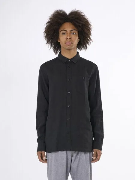 KnowledgeCotton Apparel KnowledgeCotton Apparel Regular Hemd aus Bio-Leinen - GOTS/Vegan, Schwarz black (black jet), – Produktbild 1 von 4