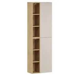 Lomadox Hochschrank DURANGO-56 50 cm breit in Eiche und kaschmir, 6 offene Fächer, 2 Türen – Produktbild 1 von 1