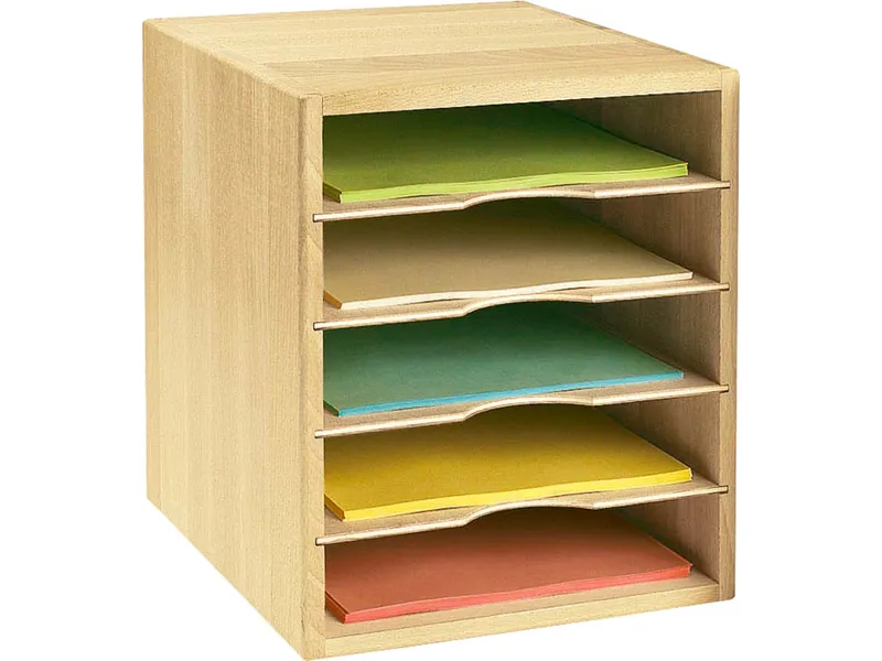 Ablage- und Sortierbox aus Fichte geölt, 5 Fächer, DIN A4 – Produktbild 1 von 1
