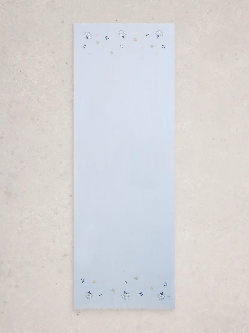 White Stuff Bestickter Schal - Einheitsgröße, Hellblau, – Produktbild 3 von 3