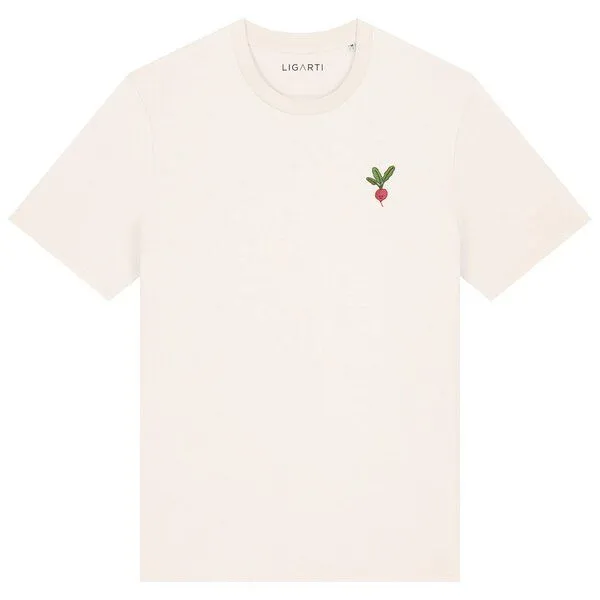 LIGARTI Besticktes T-Shirt – Radieschen – LIGARTI Tiermanufaktur, Cremeweiß, – Produktbild 1 von 3