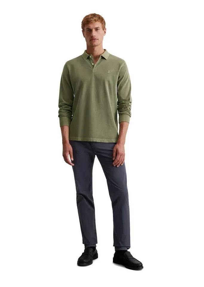 Marc O'Polo Marc O'Polo Langarm-Poloshirt aus reiner Bio-Baumwolle, Grün, – Produktbild 5 von 5