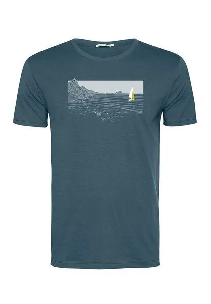 GreenBomb GREENBOMB Nature Cliffsail Guide - Sportliches T-Shirt aus Bio-Baumwolle / hochwertiger Print / GOTS / Fair & Vegan, Blau (steinblau), – Produktbild 1 von 4