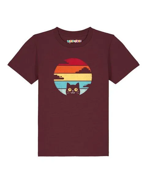 watabout.kids watabout.kids T-Shirt Kinder Retro Sunset Cat, Burgundy, – Produktbild 1 von 2
