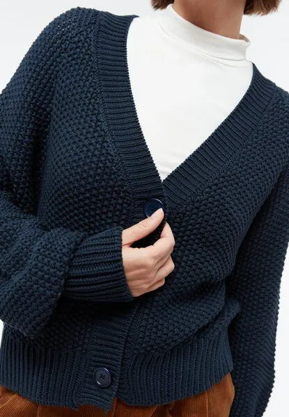Givn Berlin Givn Berlin Strickcardigan GBNELE relaxed Fit aus Bio-Baumwolle mit Struktur, Midnight blue, – Produktbild 3 von 4