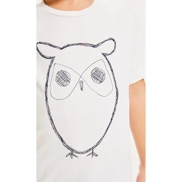 KnowledgeCotton Apparel KnowledgeCotton Apparel Kinder T-Shirt Flax Owl reine Bio-Baumwolle, Weiß (bright white), – Produktbild 4 von 4