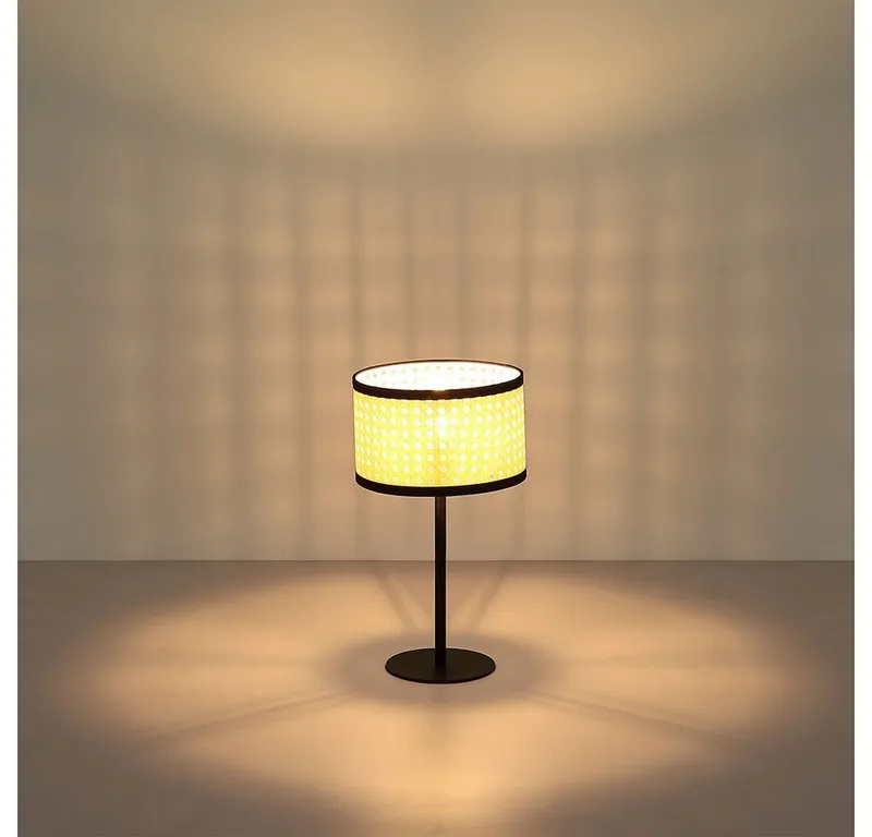 GLOBO LIGHTING Tischleuchte, Leuchtmittel nicht inklusive, Tischlampe Schreibtischleuchte Metall schwarz Bambus-Optik E14 D 23 cm, Schwarz, – Produktbild 5 von 5