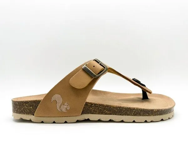thies Vegane thies ® Eco Bio Thong Sandale aus rec. PET mit Kork-Tieffussbett, Cashew, – Produktbild 2 von 4