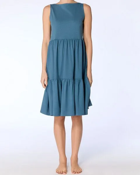 Leela Cotton Leela Cotton Damen Volantkleid reine Bio-Baumwolle, Alpengrau, – Produktbild 1 von 4