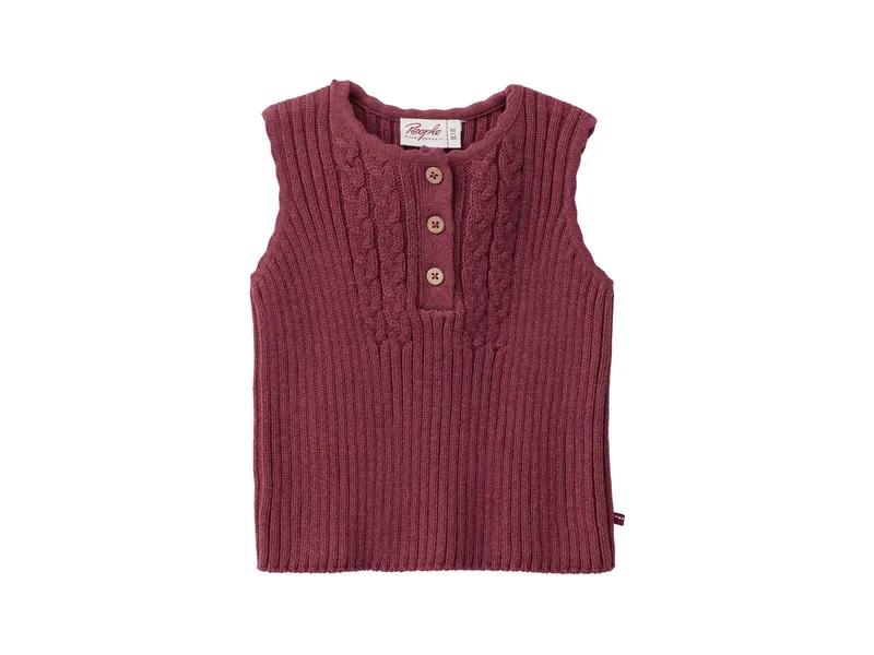 People Wear Organic People Wear Organic Strick-Pullunder bordeaux mélange 98/104, Rot, – Produktbild 1 von 1