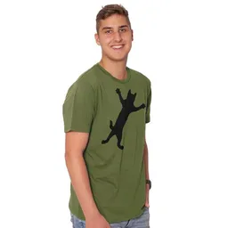 HANDGEDRUCKT HANDGEDRUCKT RESTPOSTEN "Klammerkatze" Männer T-Shirt – Produktbild 1 von 1
