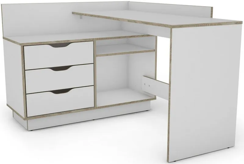 OTTO home Eckschreibtisch Bexley, mit viel Stauraum, Breite 129 cm, rechts oder links montierbar, Beige, – Produktbild 2 von 8