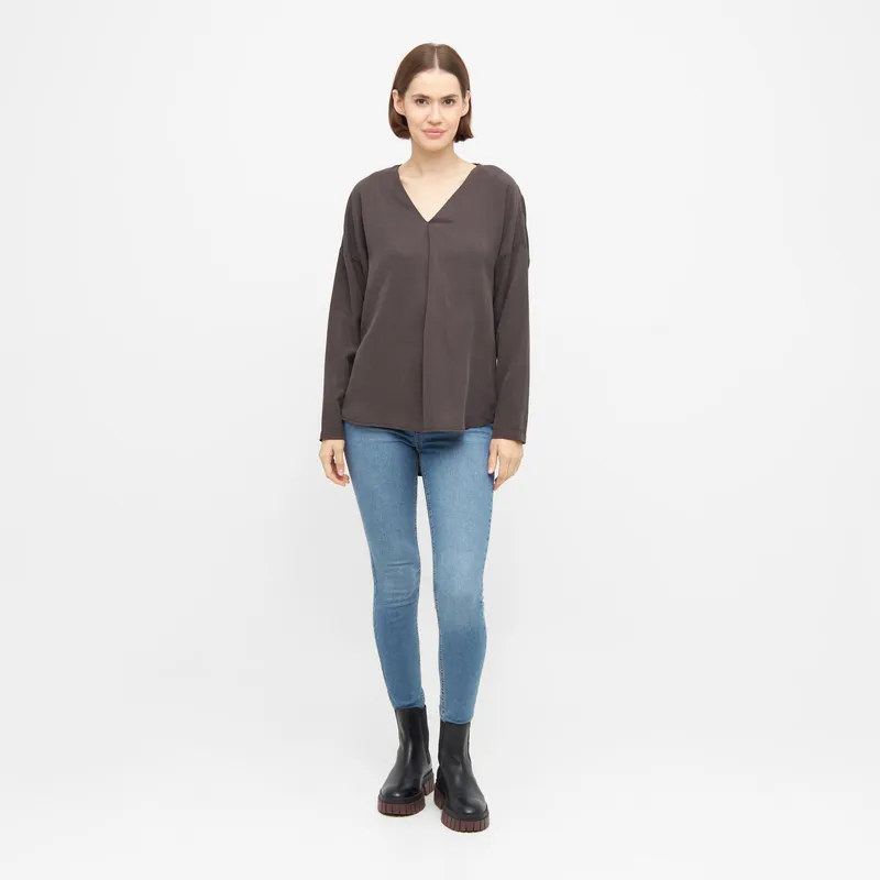 WiDDA Widda Damen vegan Bluse Langarm Beata Taupe, Grau, – Produktbild 1 von 2