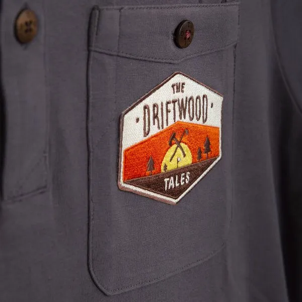 The Driftwood Tales The Driftwood Tales Rotes Poloshirt / Graues Poloshirt / Graues Poloshirt mit DRIFTWOOD emblem, Grau+emblem, – Produktbild 3 von 4