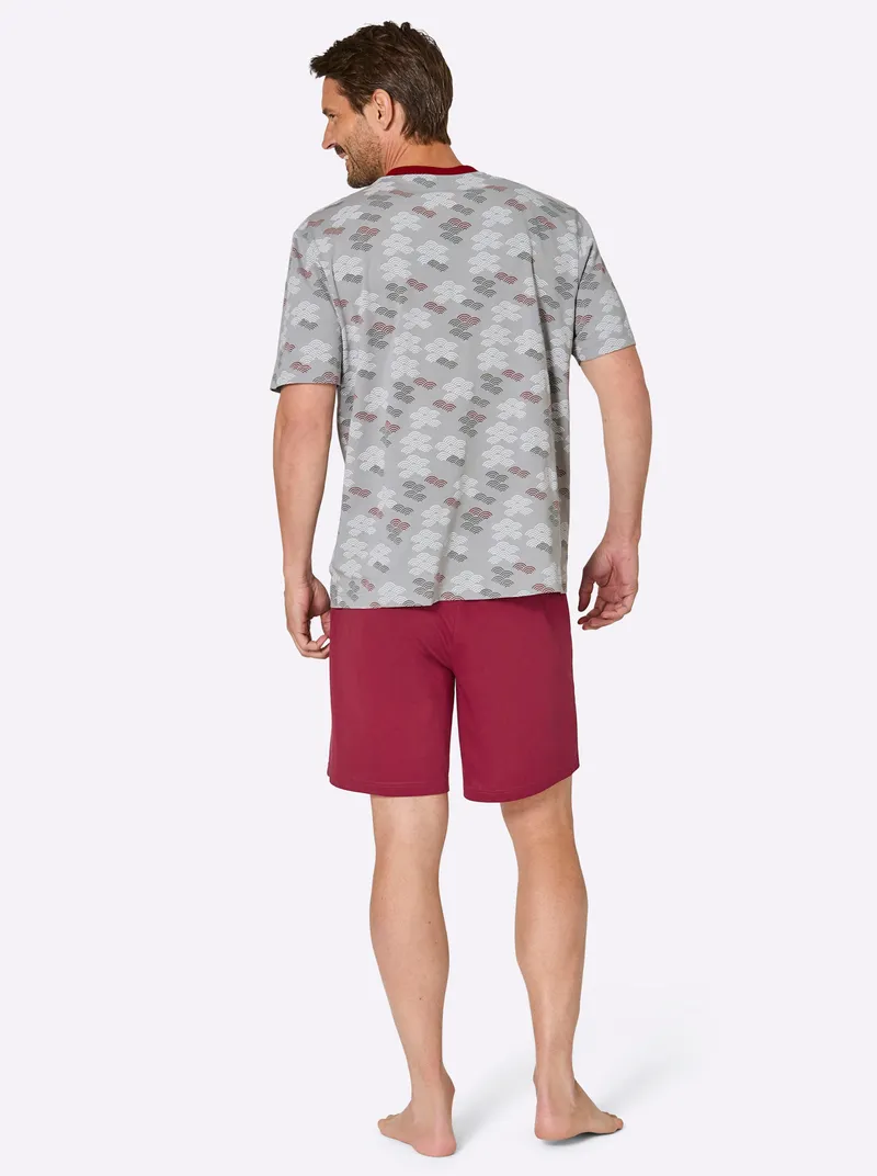 wäschepur men Shortys grau + dunkelrot, Grau + dunkelrot, – Produktbild 1 von 2