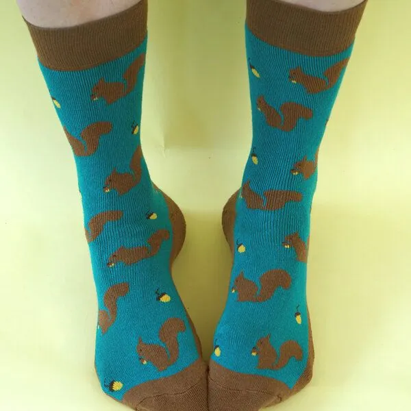 Fräulein Prusselise Fräulein Prusselise Dicke Eichhörnchen Frottee Socken petrol braun bunt gemustert – Produktbild 2 von 4